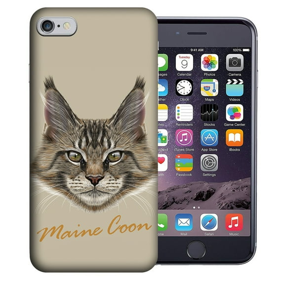 MUNDAZE Apple iPhone SE 6 7 8 Design Case - Maine Coon Cat Realistic Art Design Cover