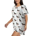 thumbnail image 4 of Lafuoo Dachshund Dog Pattern Women's Round Neck Short Sleeve Pajamas Set, Button Pajamas Elastic Band Pajamas Home Wear-3X-Large, 4 of 8