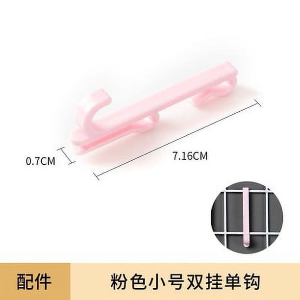 Zhuge Hoja de malla con gancho de 10 piezas, gancho de plástico sin clavos, estante de malla de alambre, exhibición de pared, almacenamiento de ganchos, sin agujeros (rosa, gancho doble pequeño)