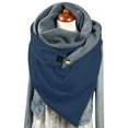 thumbnail image 4 of PMVFHDE Women's Double Layer Snap Closure Triangle Scarf for Fall and Winter, Solid Color Warm Wrap for Women, Fashionable High Neck Style Scarf for Cold Weather Navy, 4 of 5