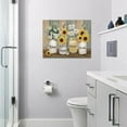 thumbnail image 4 of Farmhouse Sunflower Daisy Bathroom Decor Wall Art Rustic Hummingbird Yellow Floral Pictures Wall Decor Relax Soak Unwind Bathroom Sign Canvas Painting Prints Artwork Framed for Bedroom 16"x12", 4 of 4