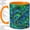 Orange, variant on Peacock Feather Coffee Mug, Green Blue Plume Art, Bold Daily Home Tea Sips