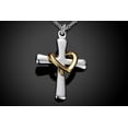 thumbnail image 6 of Sterling Silver Cross Pendant Necklace with Gold over Silver Heart Jewelry SS-128, 6 of 7