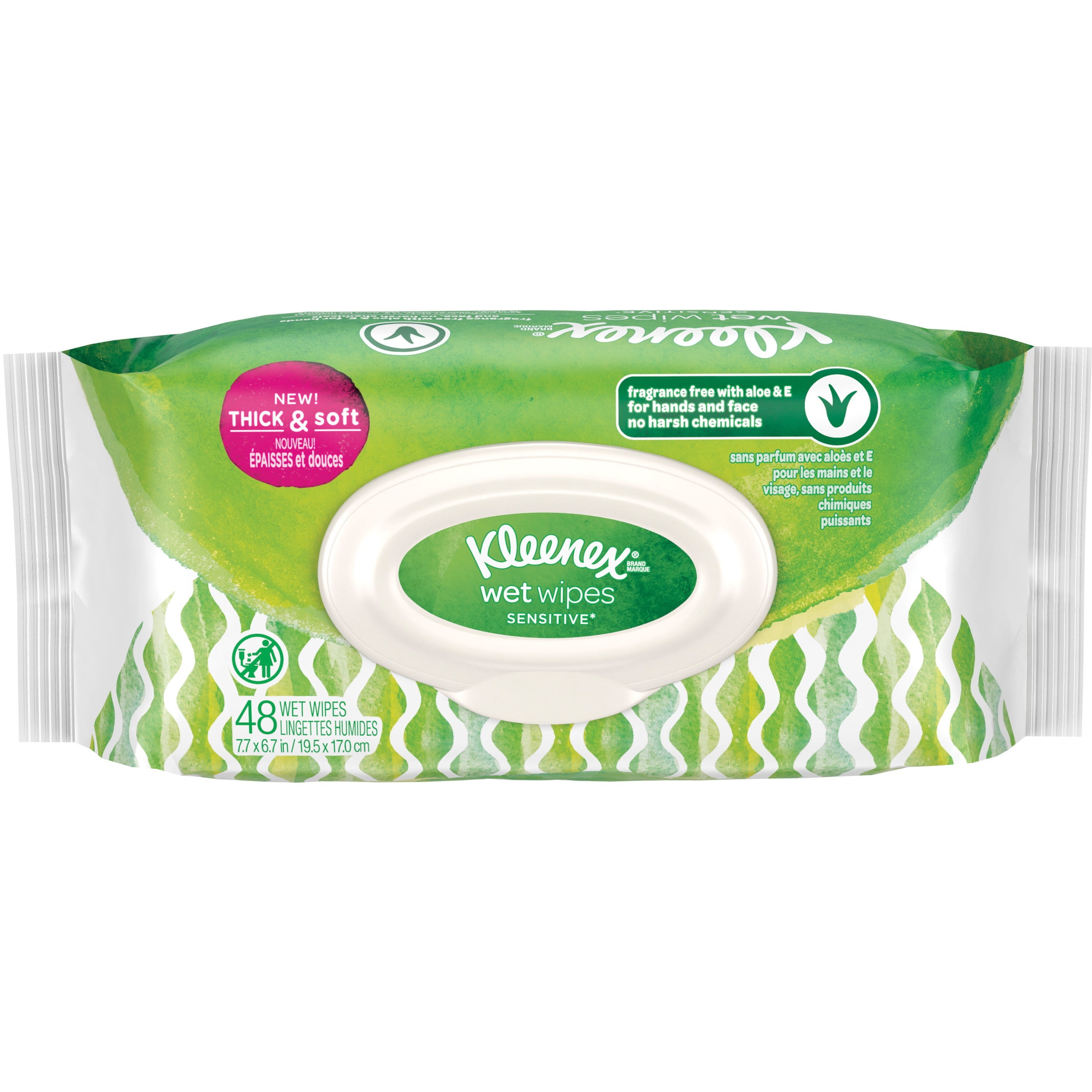 Kleenex, KCC47781, Sensitive Wet Wipes, 48 / Pack, White