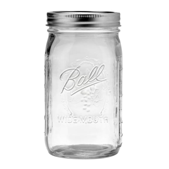 Ball Glass Mason Jar with Lid & Band, Wide Mouth, 32 oz, Single Jar, 1 Count