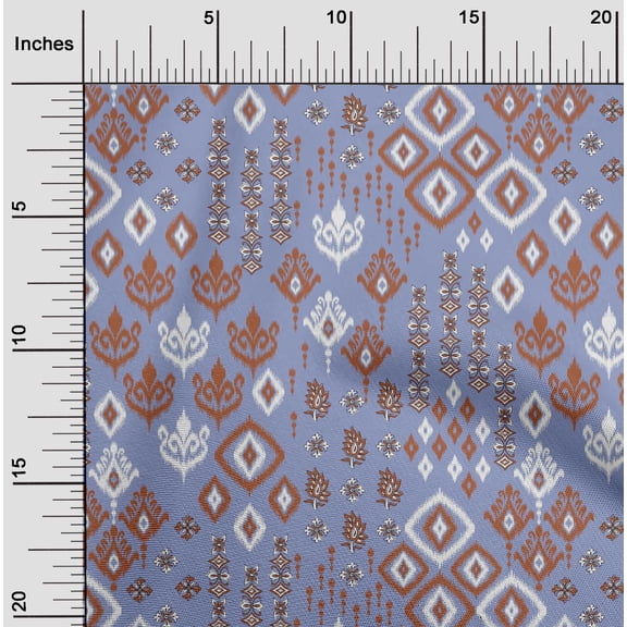 oneOone Cotton Poplin Fabric Block & Geometric Ikat Print Sewing Fabric BTY 56 Inch Wide