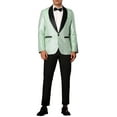 thumbnail image 2 of INSPIRE CHIC Men's Blazers Metallic Shawl Lapel Collar One Button Party Style Shiny Blazers S Green, 2 of 4
