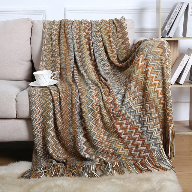 Mantas decorativas de estilo boho con borlas, diseño único, mantas afganas mexicanas livianas, manta bohemia para sofá, silla, cama, viajes, decoración, alfombra, tapiz, mantel (caqui)
