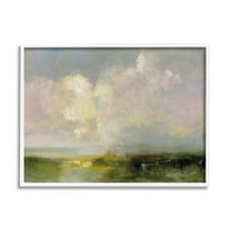Stupell Industries Abstract Clouds Painting Landscape Painting White Framed Art Print Wall Art, 20 x 16