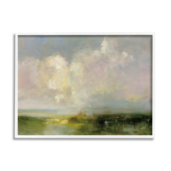Stupell Industries Abstract Clouds Painting Landscape Painting White Framed Art Print Wall Art, 20 x 16