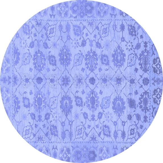 Ahgly Company Indoor Round Oriental Blue Traditional Area Rugs, 4' Round