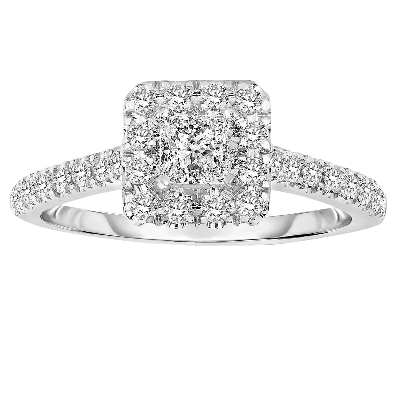 1.50 Carat Princess cut Halo Diamond Man made diamond moissanite