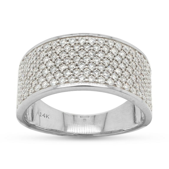 1 2/5 ct. t.w Round Cut Lab Created Moissanite Diamond Dome Ring In 14K Solid White Gold Stacking Band Ring For Men (G-H Color, VVS1 Clarity, 1.40 Cttw)-13.5