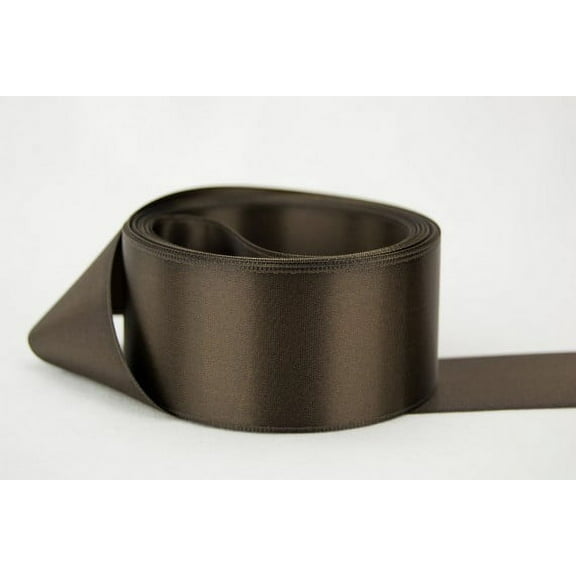Ribbon Bazaar Double Faced Satin 1-1/2 inch Seal Brown 50 yards 100% Polyester Ribbon