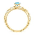 thumbnail image 2 of Rosec Jewels Natural Aquamarine Diamond Engagement Ring for Women - Vintage Style Ring - 6 mm - AAA Quality - with Jewelry Box, 10K Yellow Gold, US 9.50, 2 of 8