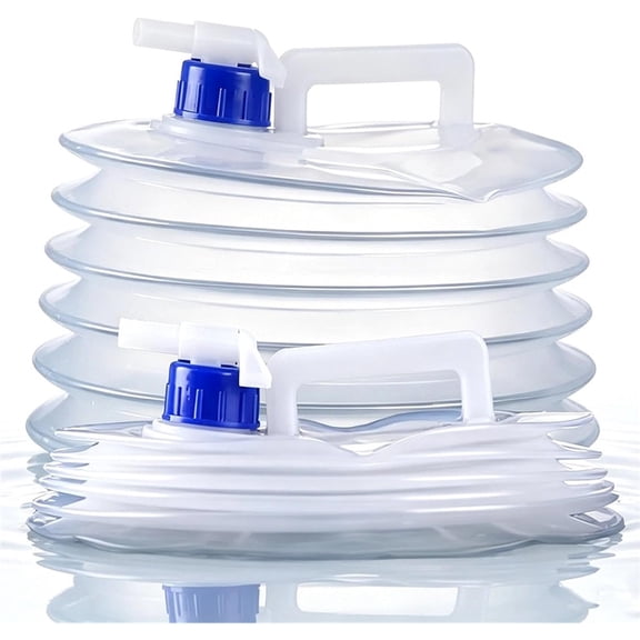 Wuqi Collapsible Water Container with Spigot, Clear Foldable Portable Water Jug with Carry Handle, Leakproof Space Saving Waters Storage Dispenser for Camping Hiking Emergency Outdoor Travel