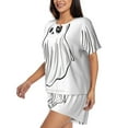 thumbnail image 3 of Womens Pajama Sets With Pocket, Cute Ghost Simple Drawing Lounge Sets Short Sleeve Sleepwear PJ Sets for Women, 3 of 6