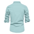 thumbnail image 5 of safuny Men's Slim Formal Shirts Solid Tees Clothing Fashion Fall Spring Holiday Long Sleeve Lapel Button Pullover Leisure Workout Comfy Mint Green M, 5 of 5