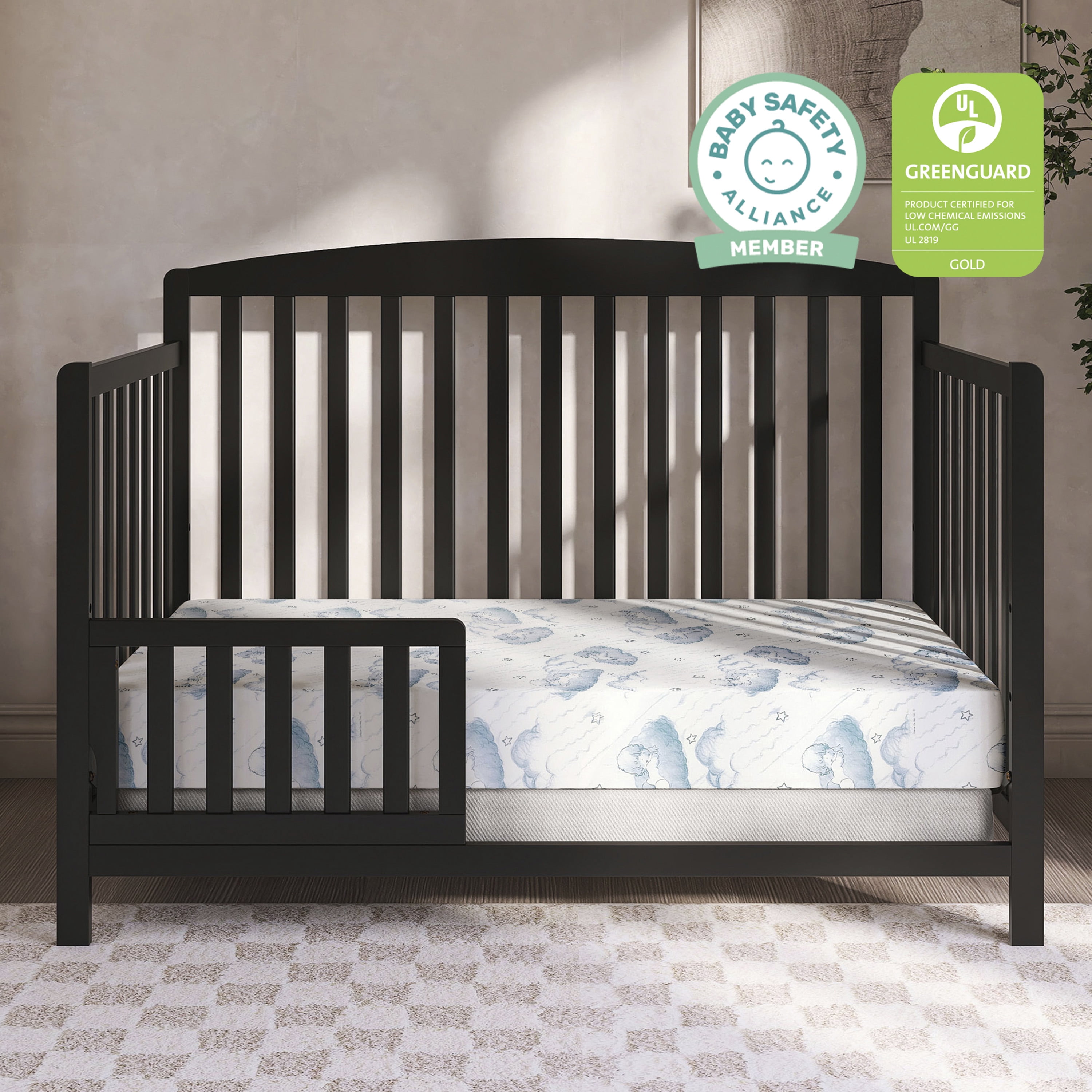 Dream On Me 2 in 1 Cozy Cloud Crib and Toddler Mattress, Blue Cloud