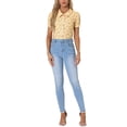 thumbnail image 2 of BLUSA DE BOTONES PARA MUJER CHIC INSPIRE, CON MANGAS CORTAS Y PUFF, CUELLO CAÍDO, FLORAL, DE ALGODÓN, TALLA S, COLOR AMARILLO, 2 of 5
