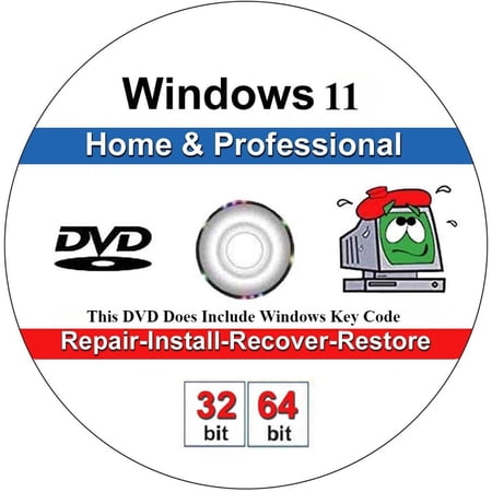 DVD with key Compatible for Windows 11 Home and Professional 32/64 Bit DVD. Install To Factory Fresh, Recover, Repair and Restore Boot Disc. Fix PC, Laptop and Desktop.