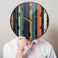 thumbnail image 6 of Yayeee Wall Clock Battery Operated 11.9" Silent Quartz Non-Ticking for Living Room Decor, Navy Blue Stripes, 6 of 8