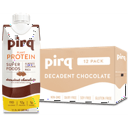 Pirq, Vegan Protein Shake, Turmeric Curcumin, Maca, Plant-Based Protein Drink, Gluten-Free, Dairy-Free, Soy-Free, Non-GMO, Vegetarian, Kosher, Keto, Low Carb, Low Calorie (Decadent Chocolate, 12 Pack)