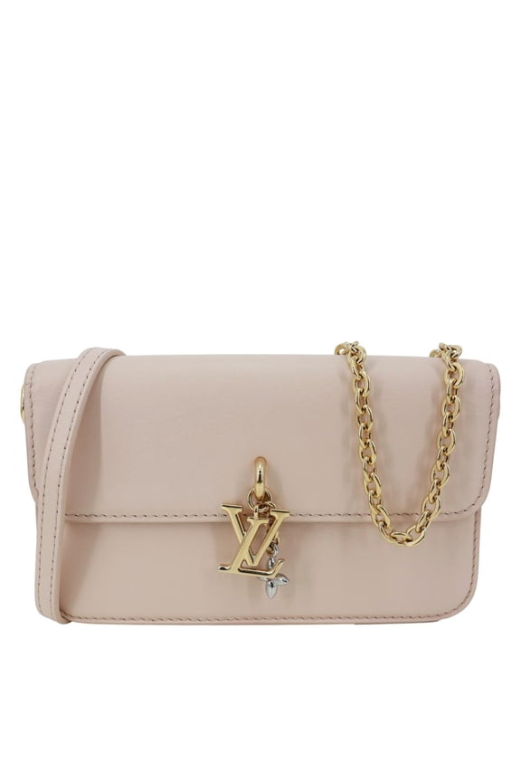 Pre-Owned Louis Vuitton LV Bloom Calfskin Leather Wallet On Chain Pink