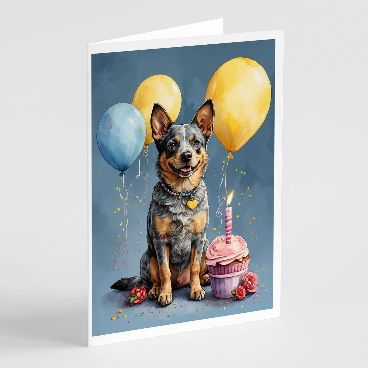 Carolines Treasures DAC7995GCA7P 5 x 7 in. Australian Cattle Dog Happy Birthday Greeting Cards - Pack of 8