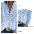 thumbnail image 4 of V Neck Women Top Lace Loose Polyester Soft Breathable Machine Washable Clothing LC2518021 Light Blue M, 4 of 5