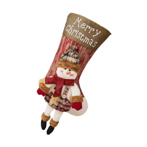 Medias navideñas Calcetines navideños para chimenea Medias colgantes Regalos de fiesta Bolsas de regalo Medias navideñas para pared Oficina Ventana Patrón de muñeco de nieve