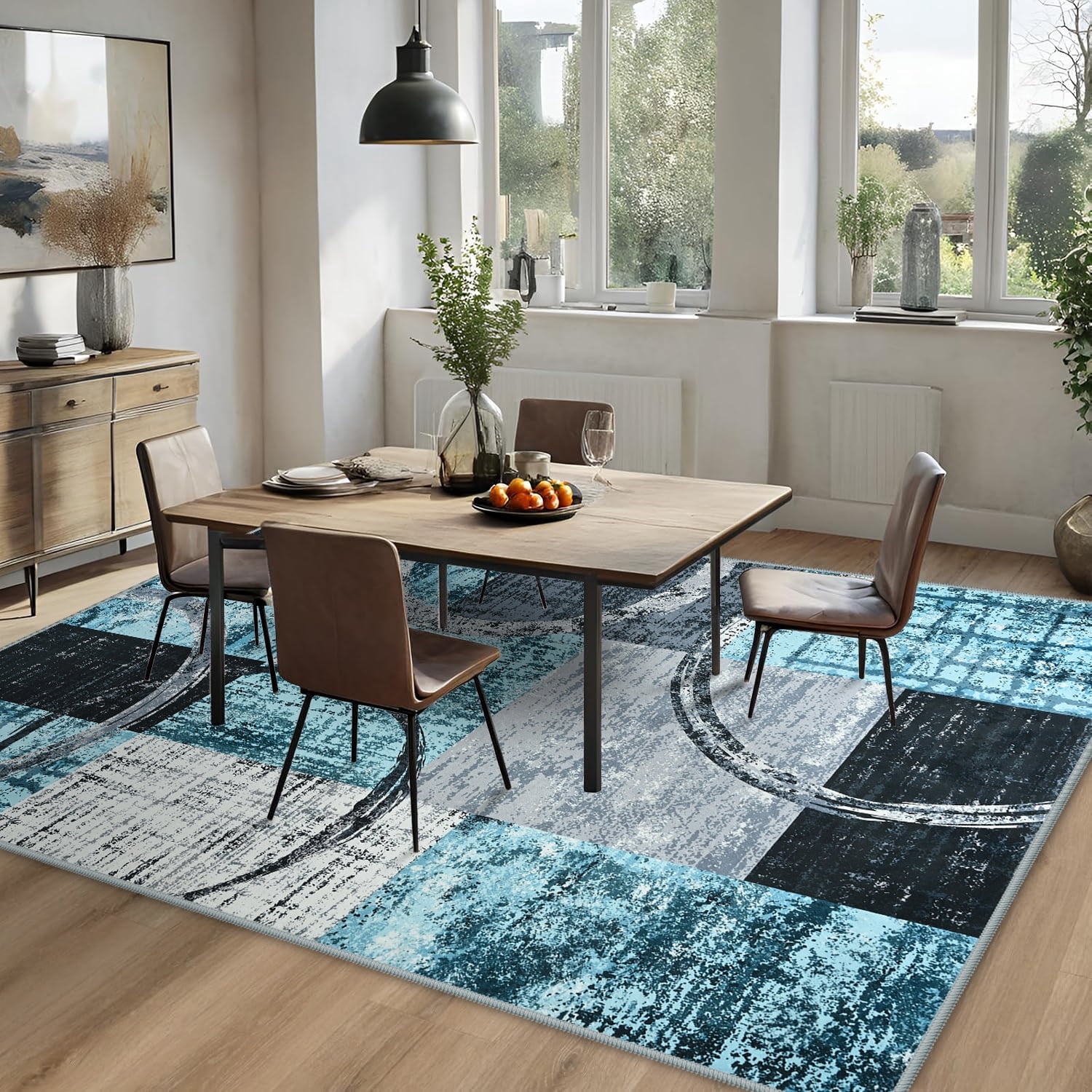 Ultrug Fluffy Rugs for Bedroom Abstract Area Rug for Living Room Decor Nursery Carpet,6'x9',Blue