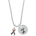 thumbnail image 1 of Delight Jewelry Silvertone Patriotic Ribbon Silvertone Script Initial Disc - I - Charm Necklace, 20"+3", 1 of 4