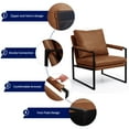 thumbnail image 5 of Subrtex Upholstered Modern Accent Chair with Metal Frame, Brown PU Leather, 5 of 7