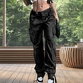 thumbnail image 1 of Pantalones Anchos Pantalones femeninos American Street Cargo Pants Casual para la playa al aire libre (Black L) Ygjytge para Mujer Negro T L, 1 of 6