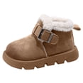 thumbnail image 5 of Kids Fuzzy Snow Boots Casual Round Toe Boys Girls Hook and Loop Winter Booties Platform Antislip Warm Ankle Boots 8 Toddler Khaki, 5 of 5