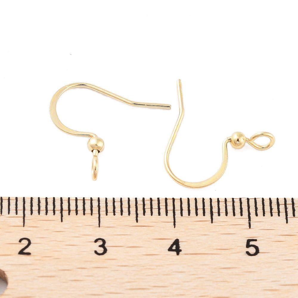316 Surgical Stainless Steel Earring Hooks Ear Wire with Horizontal Loop Real 18K Gold Plated 15x3.5mm Hole: 2mm Pin: 17.5x0.5mm