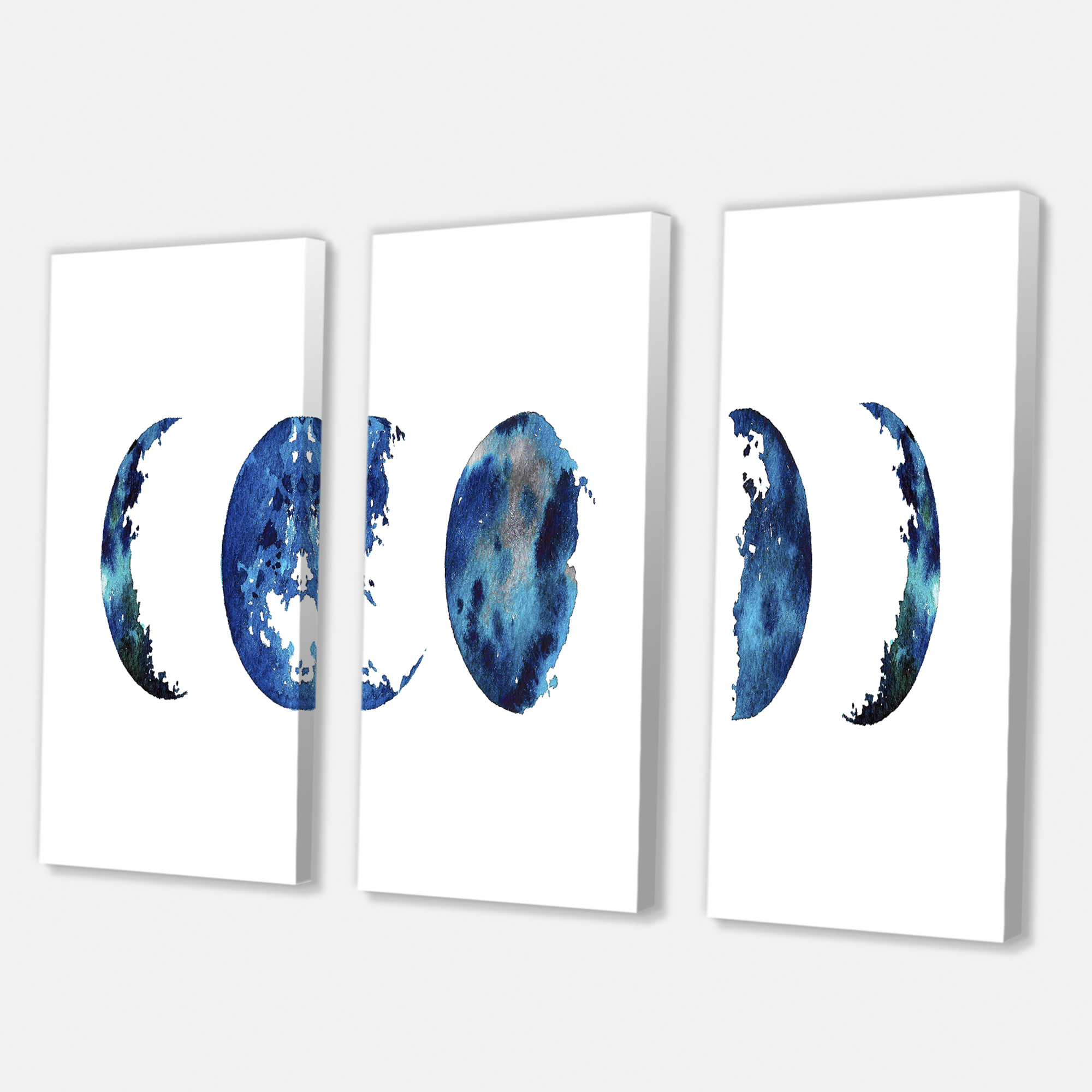 Designart ' Blue Moon Different Phases ' Bohemian & Eclectic Canvas Wall Art Print