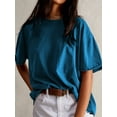 thumbnail image 4 of Yunliwuli Women's Fashion T-Shirt Casual Short Sleeve Round Neck Solid Color Loose Tops Summer Tunic, 4 of 8