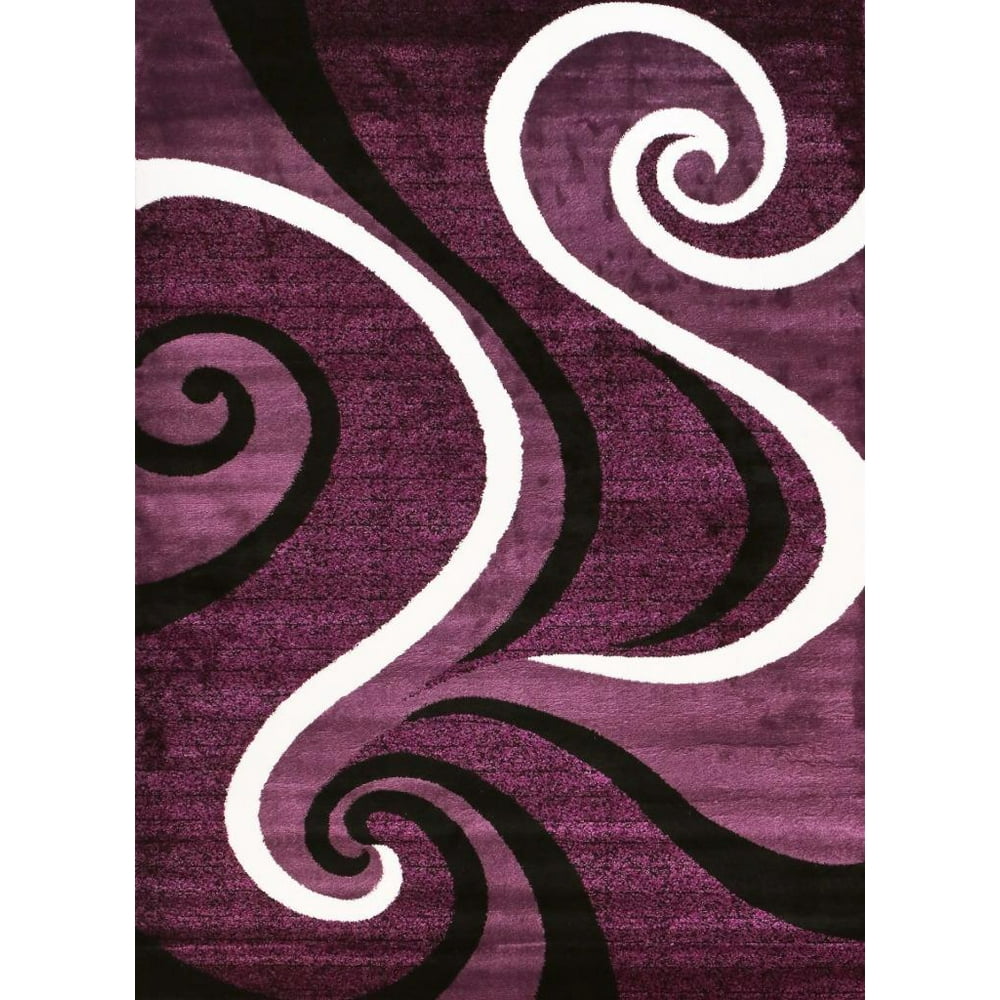 Persian Rugs 0327 Purple Swirls Modern Abstract Area Rug 5x7 Walmart