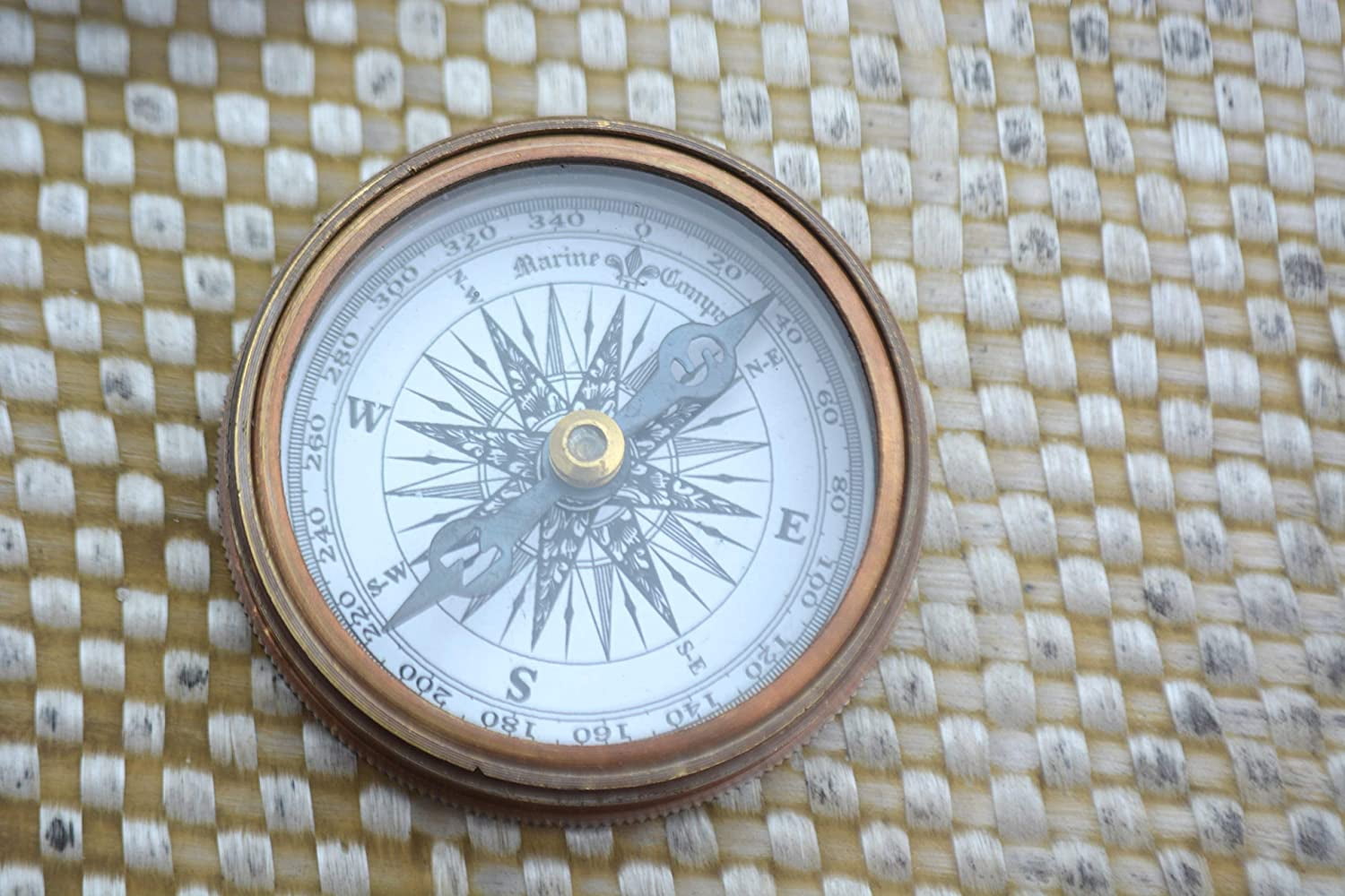 Nautical India 2.5" Robert Frost Poem Antiqued Brass Poem Compass with Leather Case