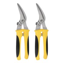 Uxcell 2pcs Industrial Scissors 8 Inch Stainless Steel 45 Degree Curved Blades with Black Yellow Handle