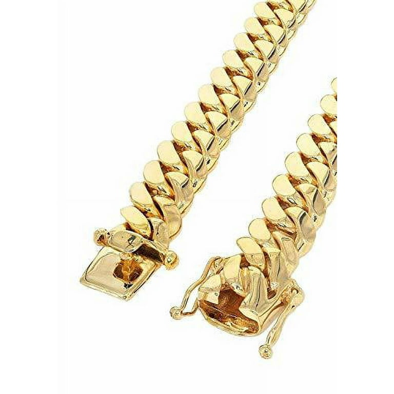 SOLID 14K Yellow Gold Shiny Miami Cuban Link Chain 4mm,5mm,6mm,7mm
