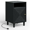 thumbnail image 3 of May in Color Nightstand for Bedroom, Black Side Table with Charging Station, Accent Bedside Table with Solid Wood Legs for Living Room, 3 of 10