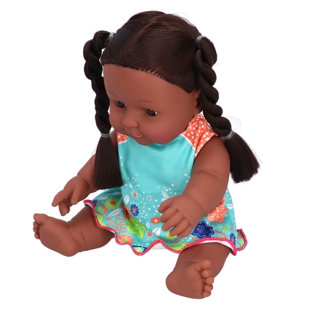 Muñeca Exquisita Niña Negra Africana Muñeca Realista Niños Linda Muñeca Niño Juego De Rol Juguete Regalo 30cmQ1209 Falda Azul Naranja