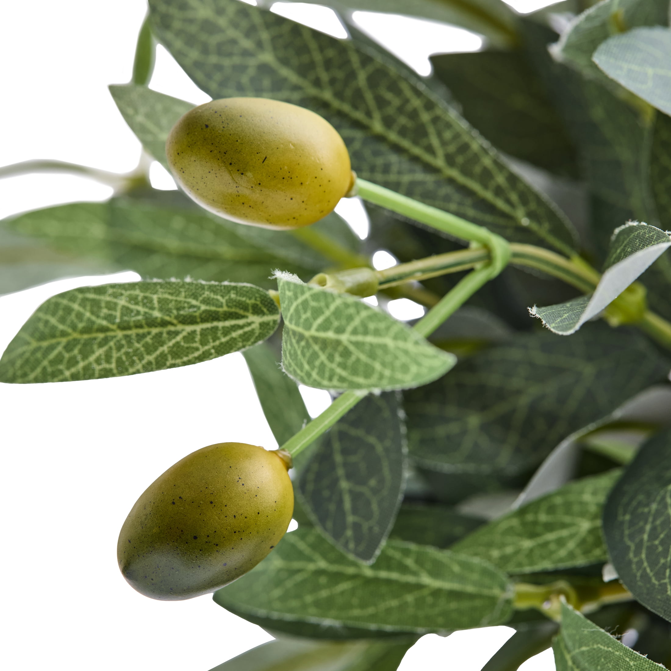 Better Homes & Gardens Realistic Artificial Olive Plant with Tan Ceramic Vase, 15-Inch