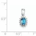thumbnail image 3 of Sterling Silver Rhodium Light Swiss Blue Topaz & Diamond Pendant (16 X 7) Made In India qdx572, 3 of 3