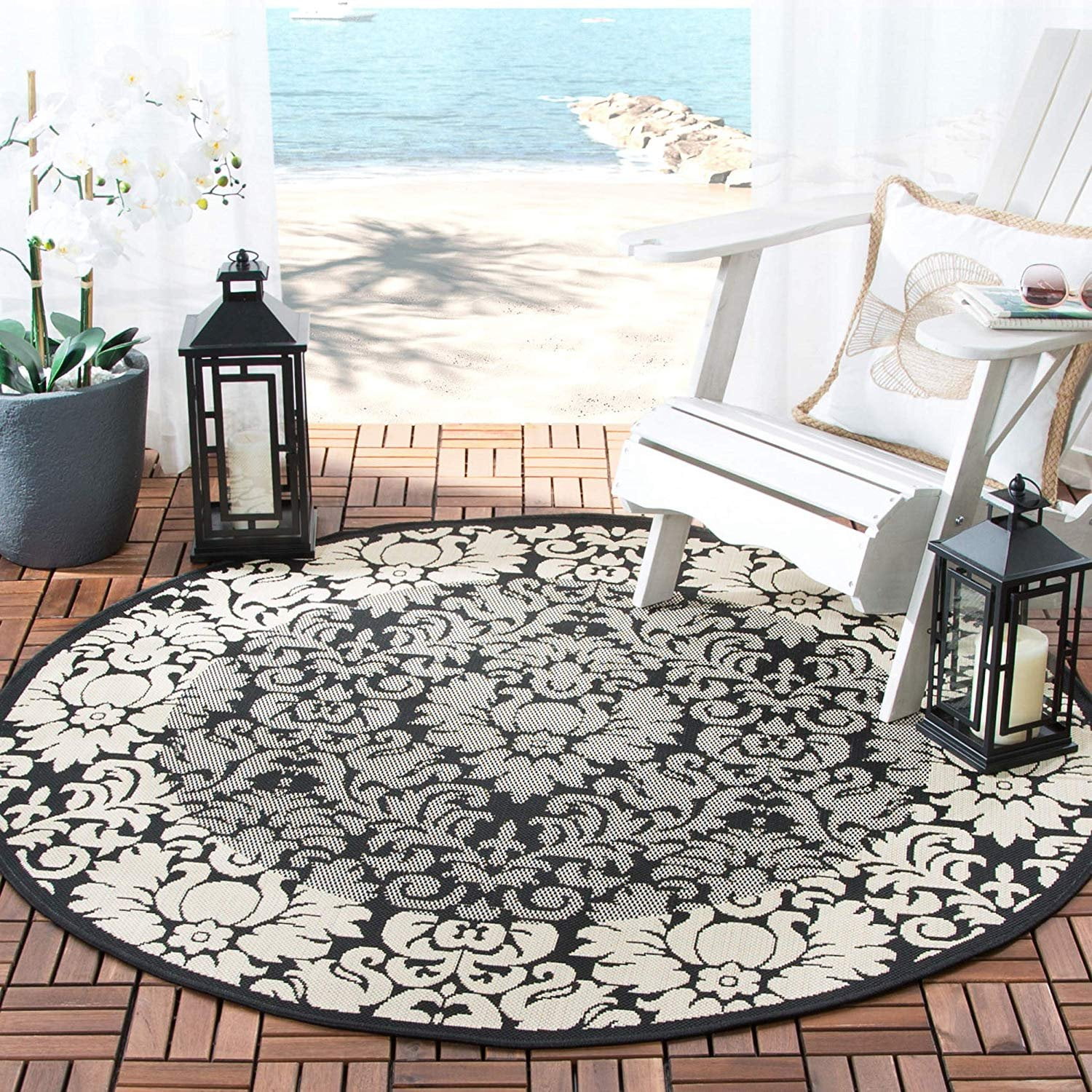 Safavieh Courtyard Collection CY27273908 Black and Sand Indoor