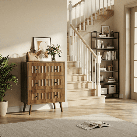 LIANGKA Modern Walnut Chest of Drawers 3-Drawer Multipurpose Dresser Cabinet for Home Indoor Use