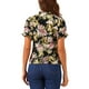 thumbnail image 3 of BLUSA FLORES CON VOLANTES DE INSPIRE CHIC para Mujeres, Manga Corta, Cuello con Volantes, Blusas Casuales, S Negro Rojo, 3 of 5